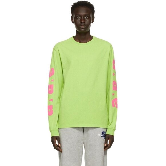 Awake NY Block Out Logo Long Sleeve T-Shirt Size M Mens Green $70 - Picture 1 of 14